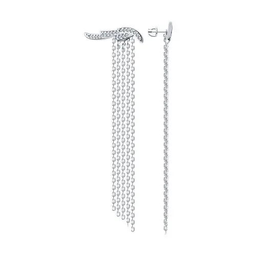 Серьги подвесные из серебра