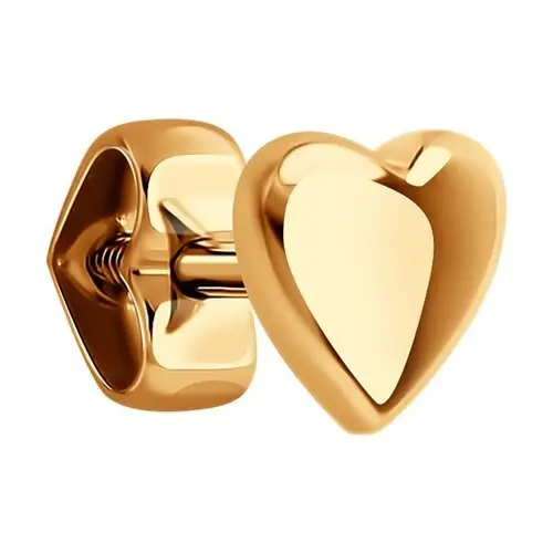 Серьги одиночные из красного золота