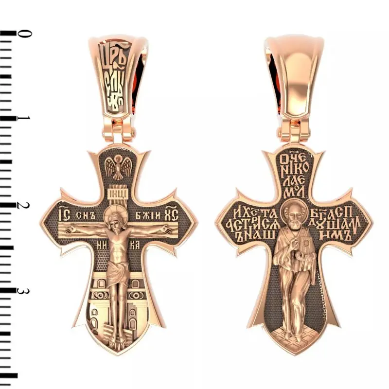 Подвеска крест из красного золота