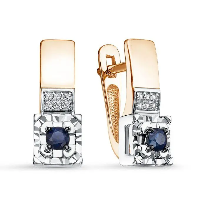 Серьги с английским замком из комбинированного золота