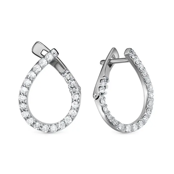 Серьги с английским замком из белого золота