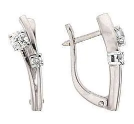 Серьги с английским замком из белого золота