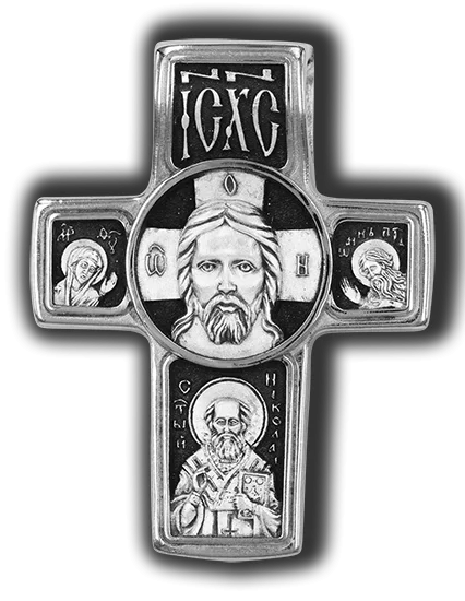 Подвеска крест из черного серебра