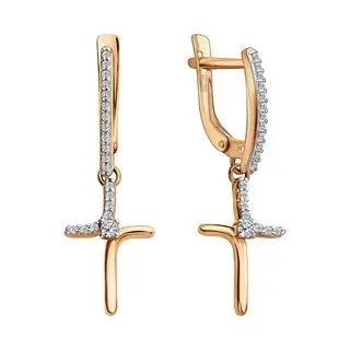 Серьги подвесные из красного золота