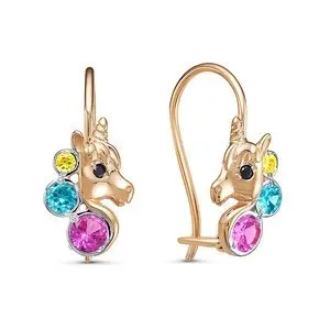 Серьги детские из красного золота