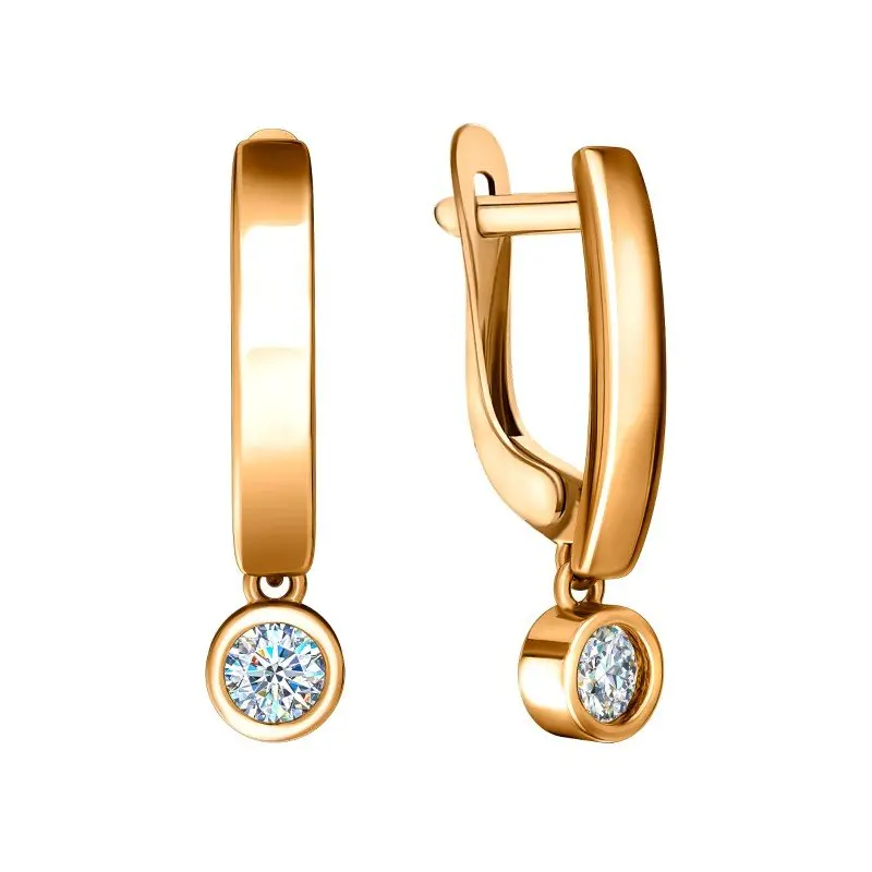 Серьги подвесные из красного золота