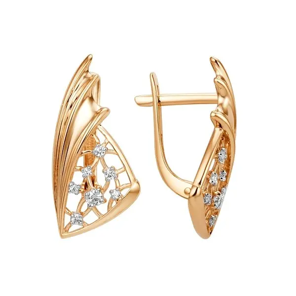 Серьги с английским замком из красного золота