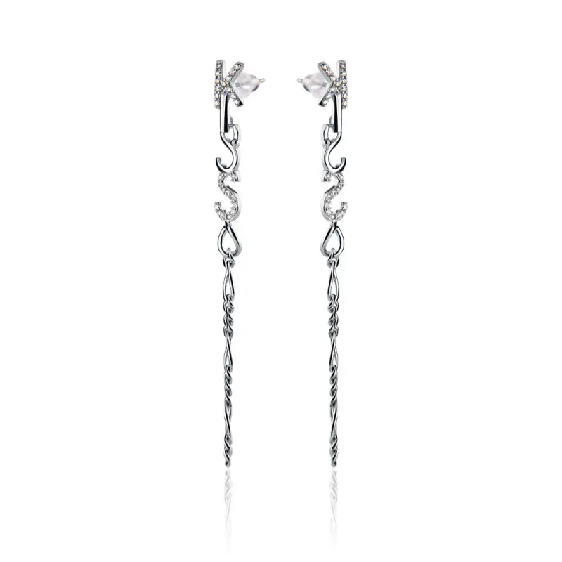 Серьги подвесные из серебра