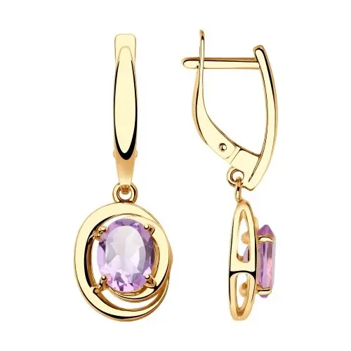 Серьги подвесные из красного золота