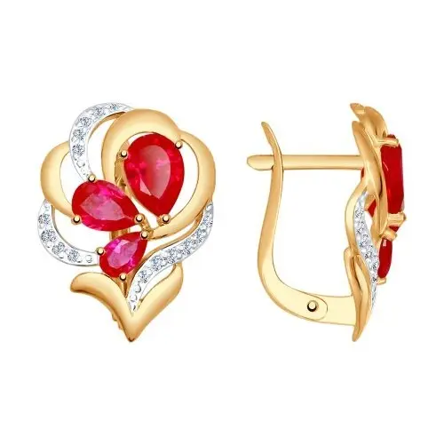 Серьги с английским замком из красного золота