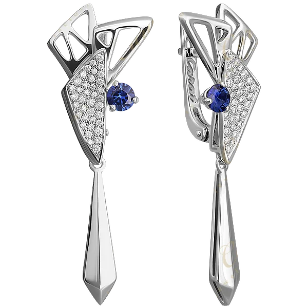 Серьги с английским замком из белого золота