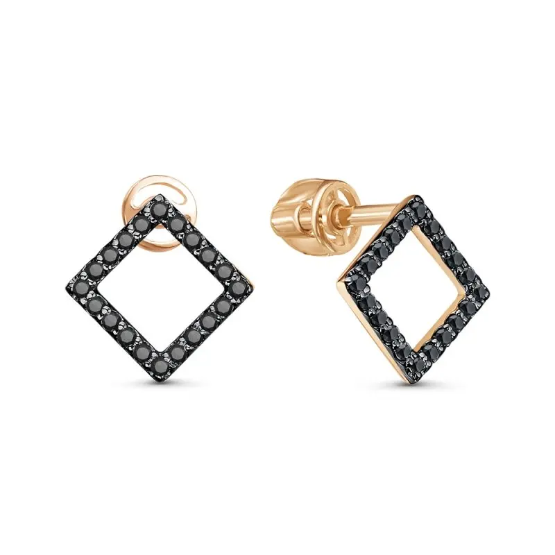 Серьги пуссеты из красного золота