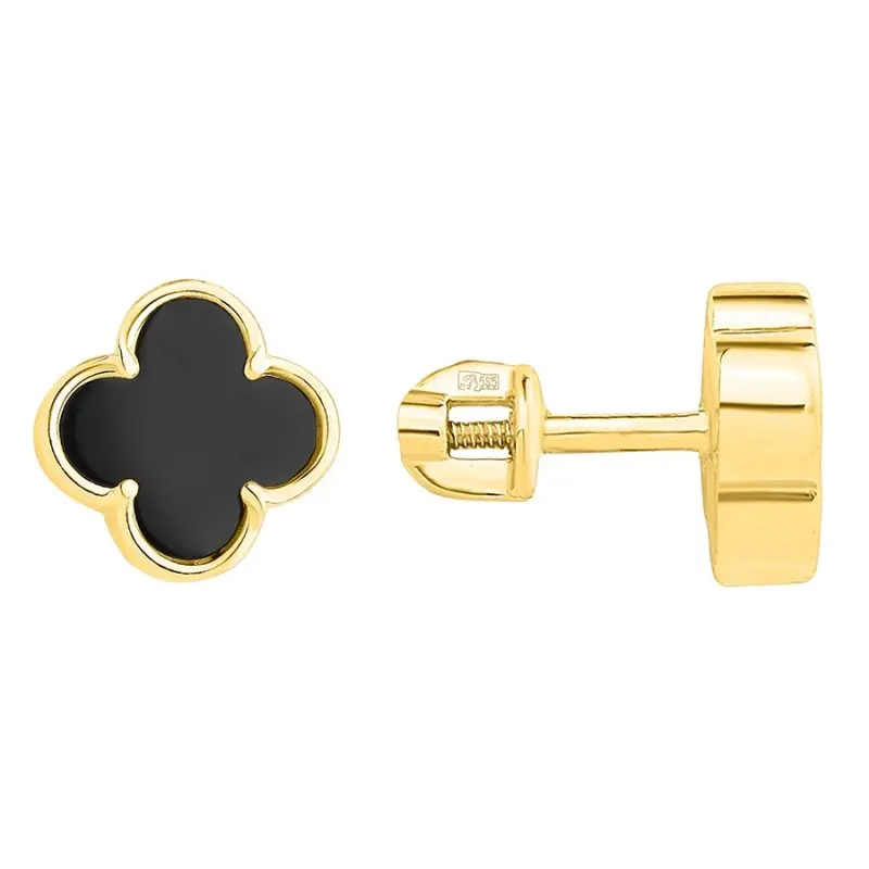 Серьги пуссеты из желтого золота