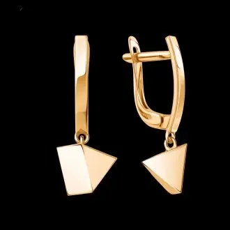 Серьги подвесные из красного золота