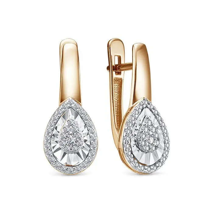 Серьги с английским замком из комбинированного золота