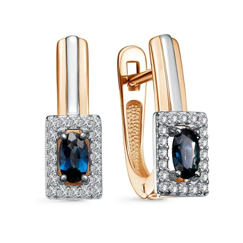 Серьги с английским замком из комбинированного золота