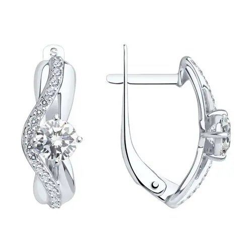 Серьги с английским замком из белого золота