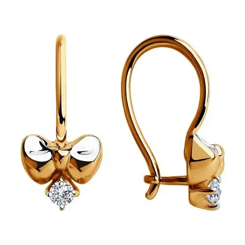 Серьги детские из комбинированного золота