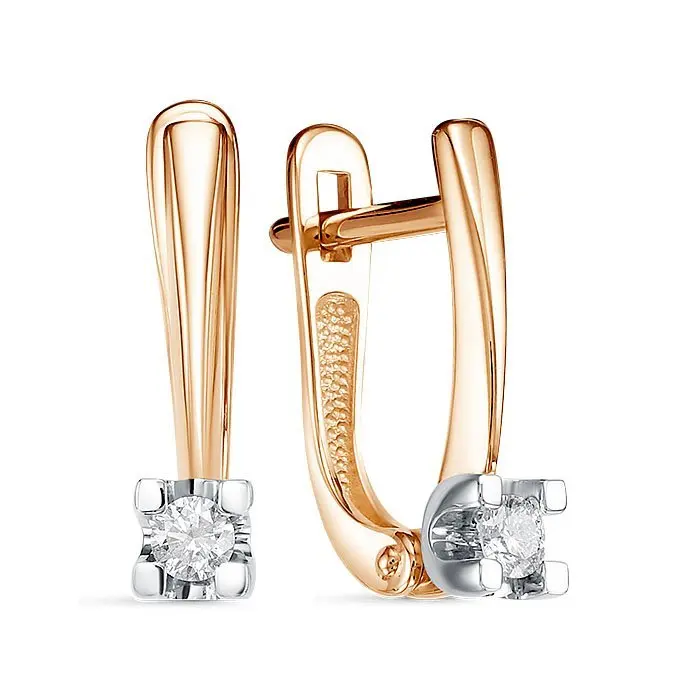 Серьги с английским замком из комбинированного золота