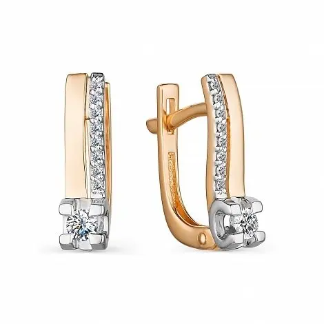 Серьги с английским замком из комбинированного золота