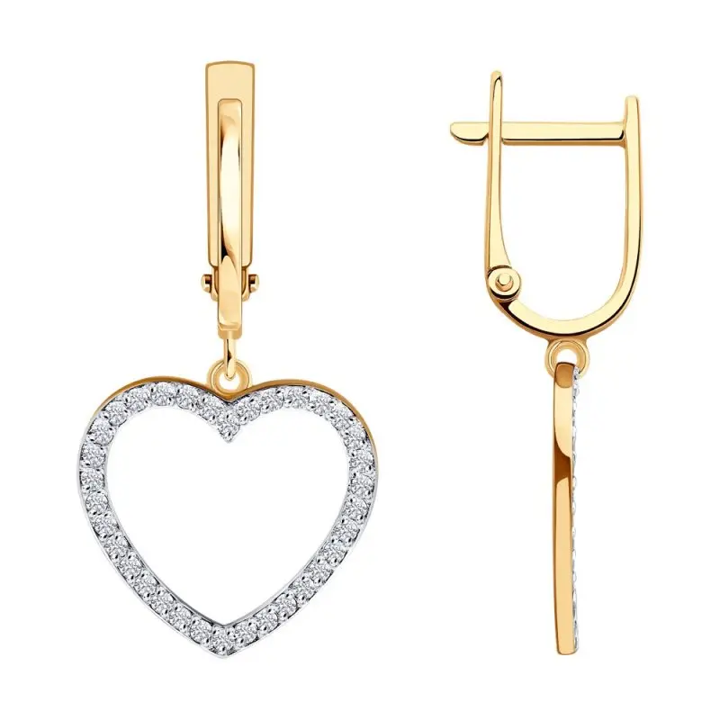 Серьги подвесные из красного золота