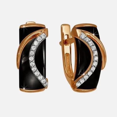 Серьги с английским замком из красного золота