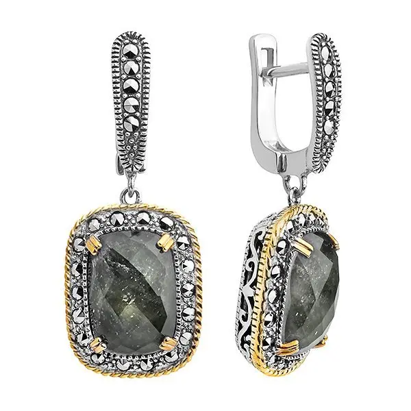 Серьги подвесные из серебра вид 1