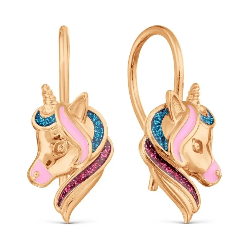 Серьги детские из красного золота