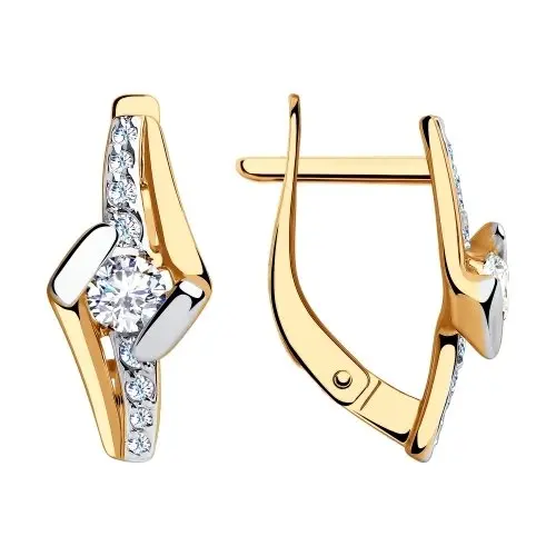 Серьги с английским замком из комбинированного золота