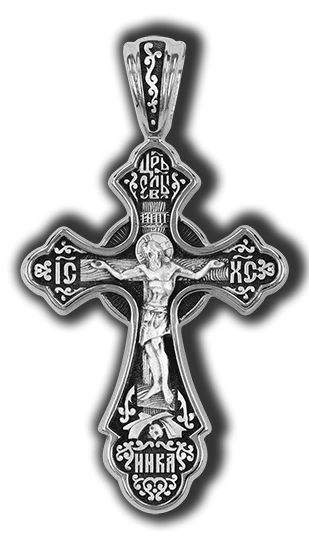 Подвеска крест из черного серебра