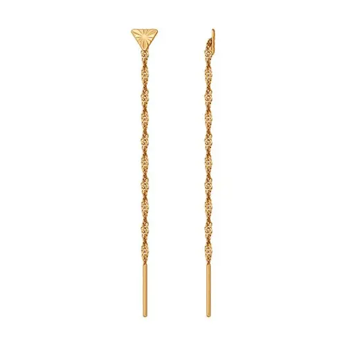 Серьги цепочки из красного золота