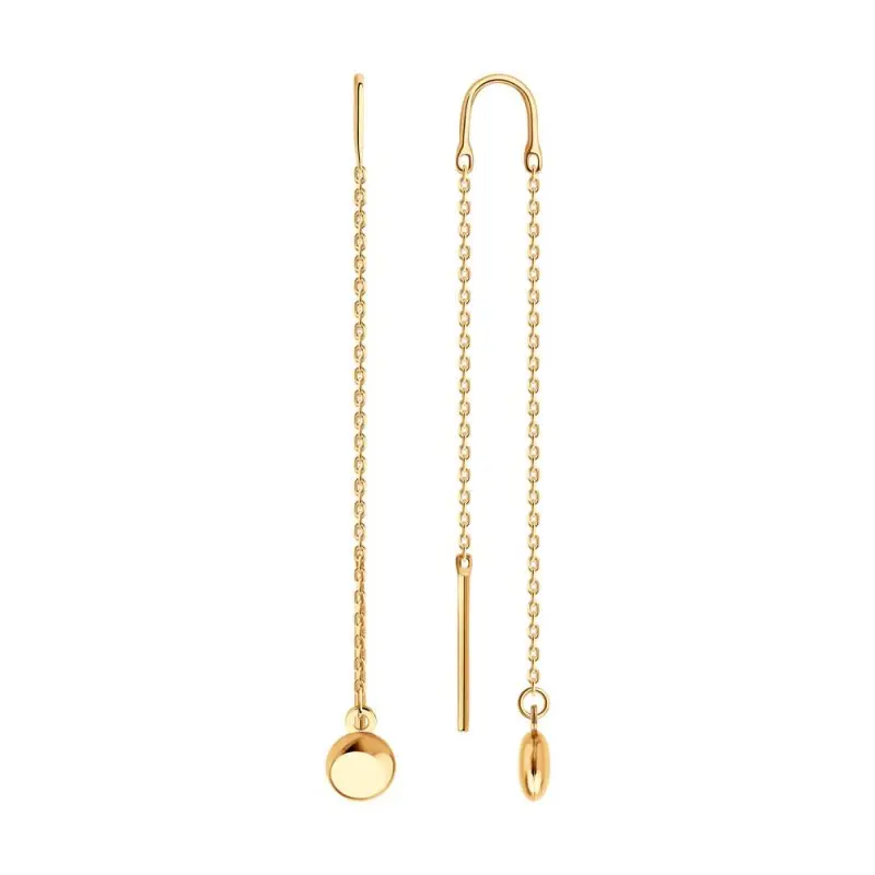 Серьги цепочки из красного золота