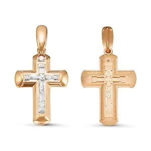 Подвеска крест из комбинированного золота