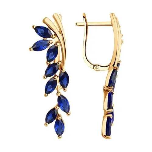 Серьги подвесные из красного золота