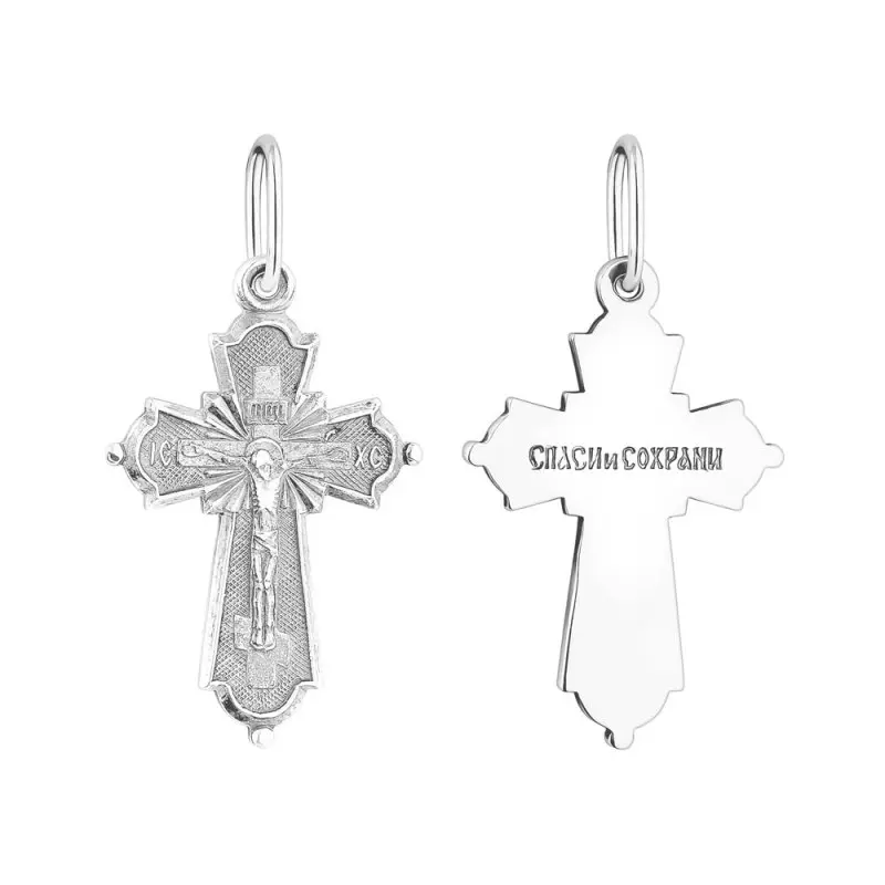 Подвеска крест из черного серебра