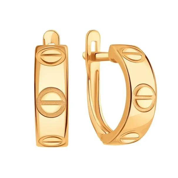 Серьги с английским замком из красного золота