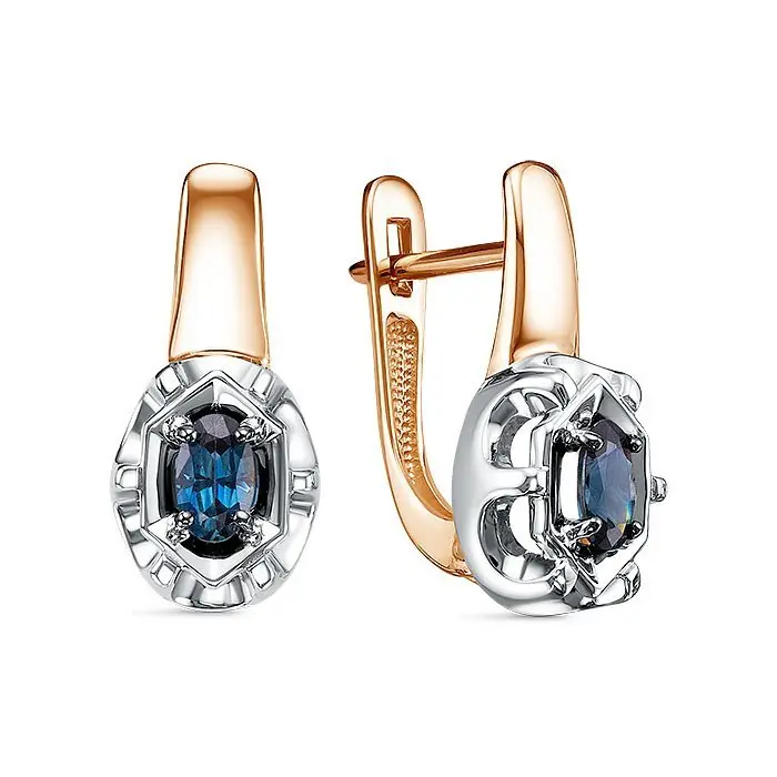 Серьги с английским замком из комбинированного золота