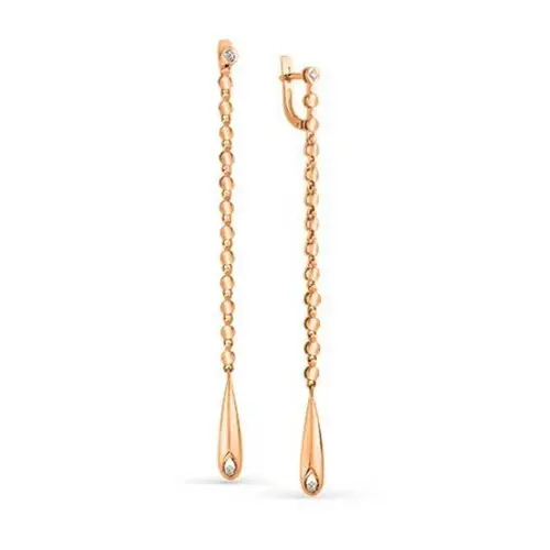 Серьги подвесные из комбинированного золота с бриллиантами