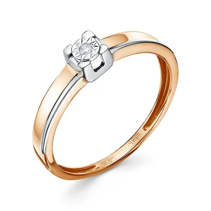 Кольцо помолвочное из комбинированного золота