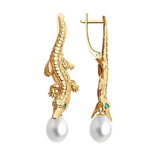 Серьги подвесные из красного золота