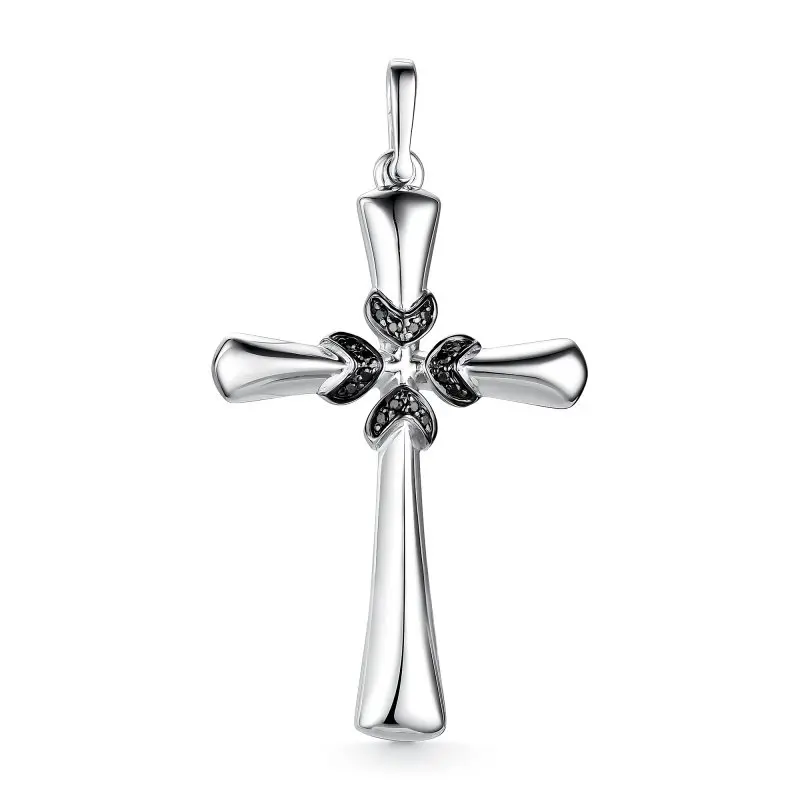 Подвеска декоративный крест из белого золота