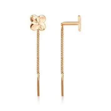 Серьги цепочки из красного золота