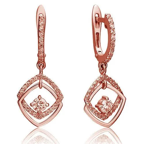 Серьги подвесные из красного золота