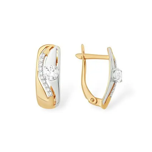 Серьги с английским замком из комбинированного золота