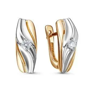 Серьги с английским замком из комбинированного золота