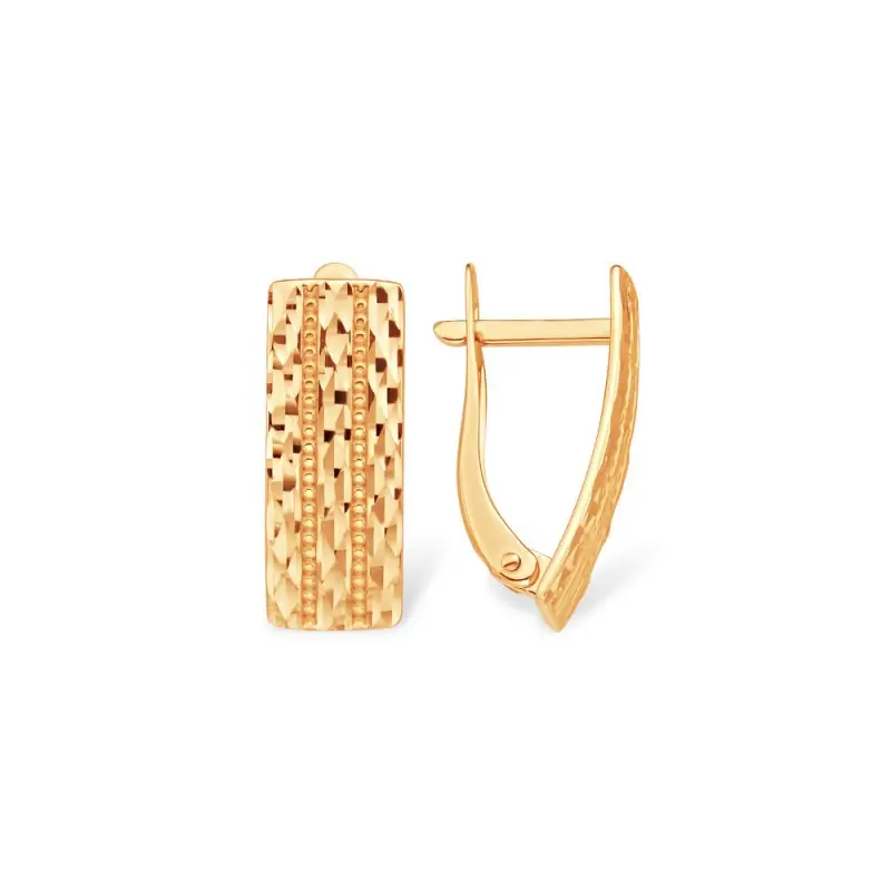 Серьги с английским замком из красного золота