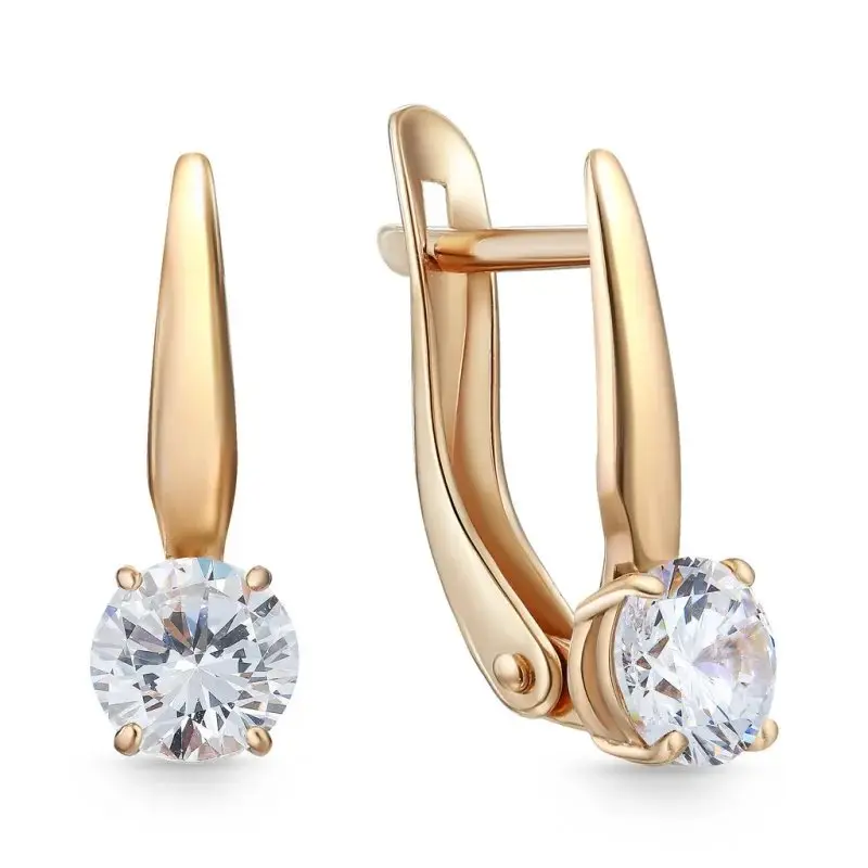 Серьги с английским замком из красного золота