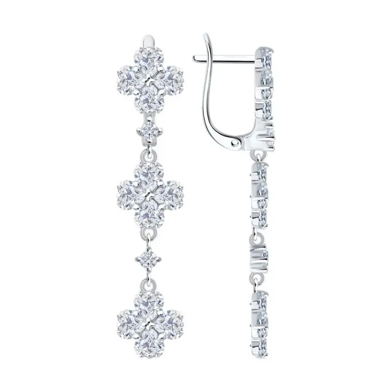 Серьги подвесные из серебра