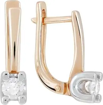 Серьги с английским замком из комбинированного золота