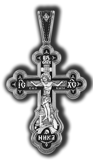 Подвеска крест из черного серебра